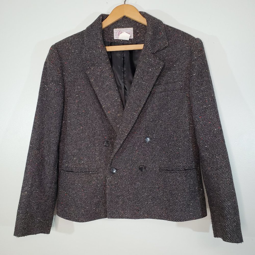 Christine Charcoal Gray Wool Donegal Jacket Blazer Size 12